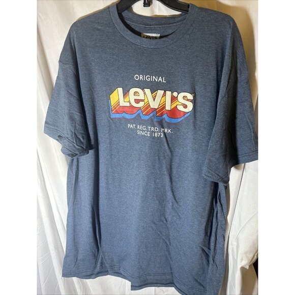 Levi's Mens Blue Crewneck Heathered Tee Graphic T-Shirt, NWT, Size XXL - Picture 1 of 4